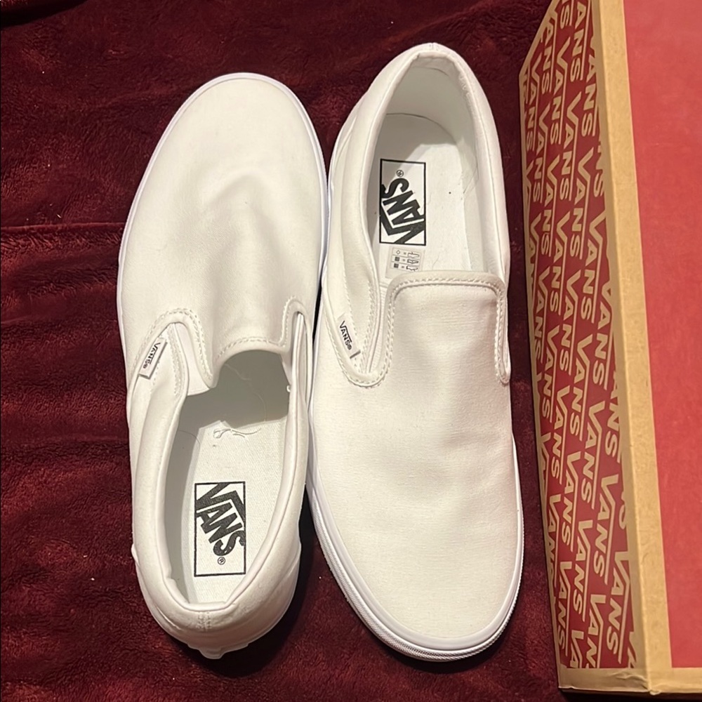 Vans White classic slip on